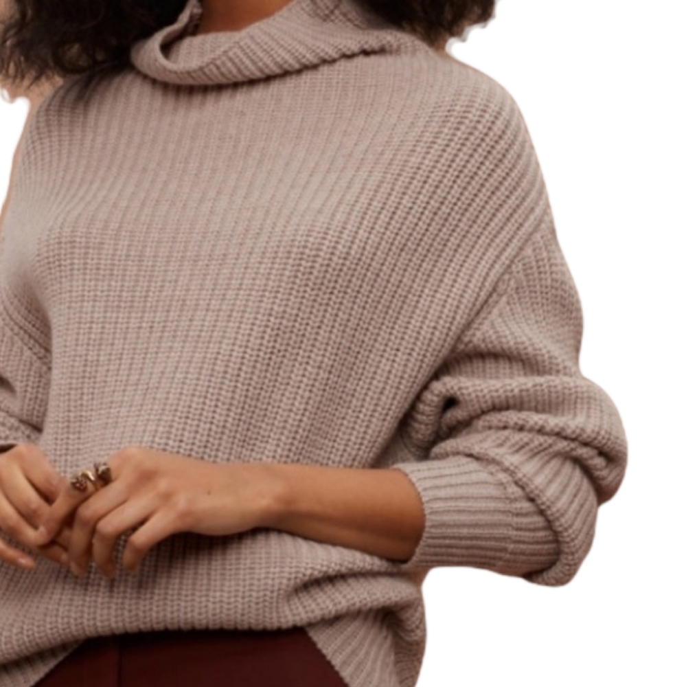 Aritzia Montpellier Turtleneck Oatmeal  100% Wool Sweater
